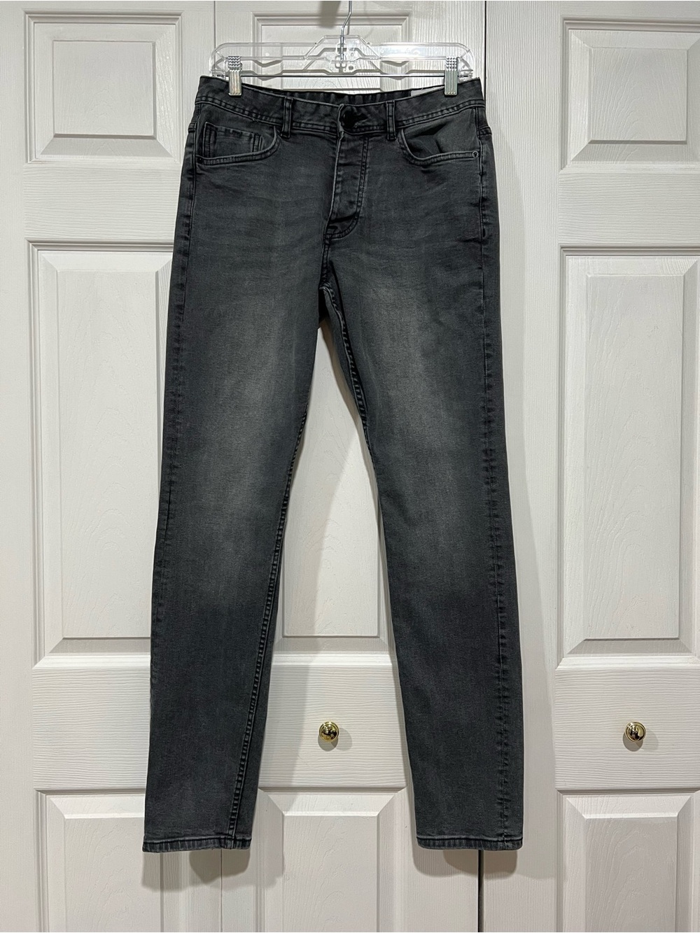 💙 Denim Co. Gray / Black Men’s Slim Denim Jeans Button Fly 32 x 34 (01454)